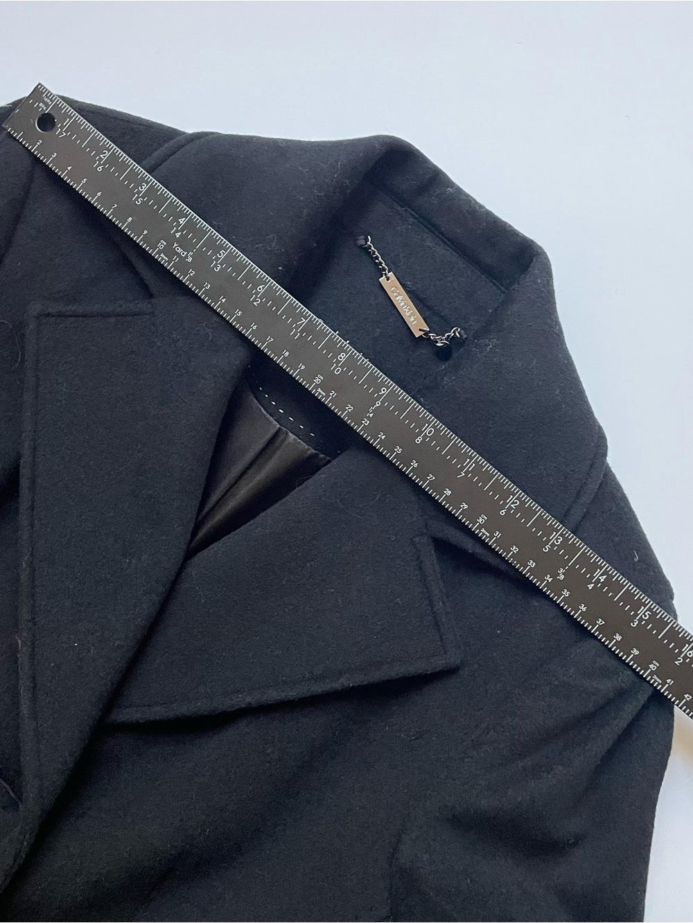 Calvin Klein Black Single-Breasted Wool Trench Coat - Picture 16 of 16